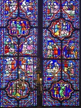 Paris 1er arr. Stained glass of the Holy Chapel (La Sainte Chapelle) built on the Ile de la Cite at