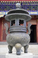 New Summer Palace, Beijing, China, Asia, A historic bronze censer stands in the courtyard of a