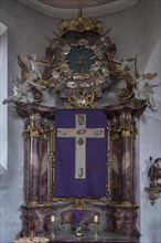 Lenten cloth in front of the left side altar, late 19th century, St John the Baptist, Ochsenfurt