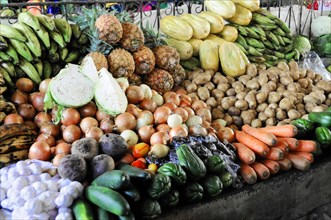 Leon, Nicaragua, Fresh, colourful vegetables at a local market, Central America, Central America