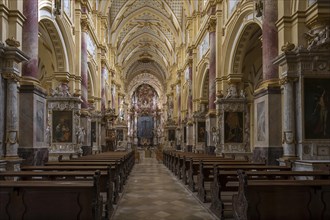 Interior of Ebrach Abbey, former Cistercian abbey, Ebrach, Lower Franconia, Bavaria, Germany,