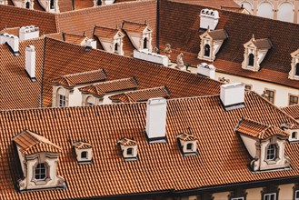 Roof facade, roof, Zieg, aerial perspective, bay window, historical, Old Town, Prague, Czech