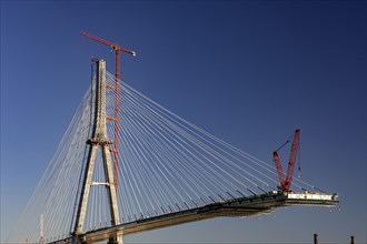 Detroit, Michigan USA -15 April 2024, Construction of the Gordie Howe International Bridge. The