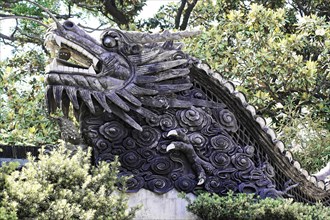Excursion to the Zhujiajiao water village, Shanghai, China, Asia, An artistic dragon sculpture in