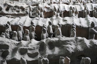 Figures of the terracotta army, Xian, Shaanxi Province, China, Asia, Close-up of the terracotta