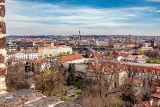 City tour, Vltava river, boat trip, sights, church, view of Prague Castle, fortress, old town, city