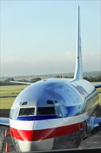 AUGUSTO C. SANDINO Airport, Managua, close-up of an American Airlines aircraft at the airport,