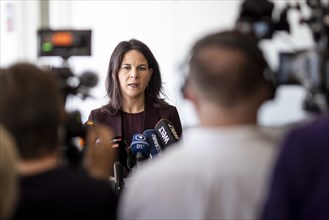 Annalena Baerbock (Buendnis 90/Die Gruenen), Federal Foreign Minister, photographed during a press