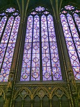 Paris 1er arr. Stained glass of the Holy Chapel (La Sainte Chapelle) built on the Ile de la Cite at