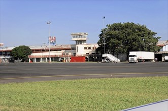 AUGUSTO C. SANDINO Airport, Managua, control tower and buildings on an airport site, Nicaragua,