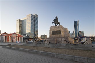 Sunrise, State Opera and Ballet Academic Theatre, Central Tower Ulaanbaatar and Blue Sky Tower and