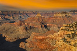 View from Cape Royal at sunrise, North Rim, Grand Canyon National Park, Arizona, United States,