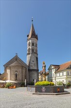 St John's Church and St Mary's Fountain on the market square, Schwaebisch Gmuend,