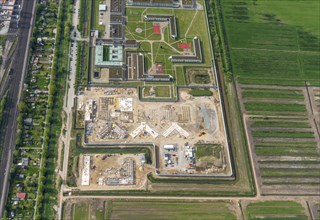 Aerial view, correctional centre, Billwerder, construction, new building, extension, Hamburg,