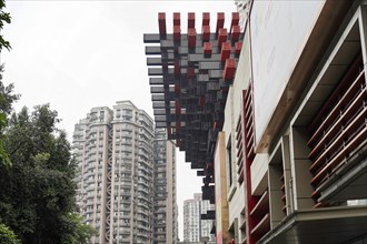 Stroll in Chongqing, Chongqing Province, China, Asia, Modern architecture with striking red