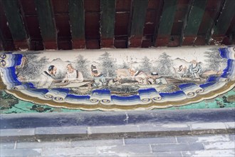 New Summer Palace, Beijing, China, Asia, Traditional Chinese wall painting on the corner of a