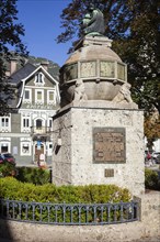 Old pharmacy and war memorial on Marienplatz, Garmisch district, Garmisch-Partenkirchen,