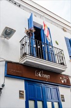 Balcony of a restaurant in Sitges, Spain, Europe