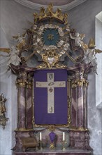 Lenten cloth in front of the right side altar, late 19th century, St John the Baptist, Ochsenfurt