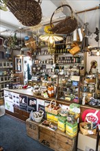 Small shop filled with many things in Svaneke on the island of Bornholm, Baltic Sea, Denmark,