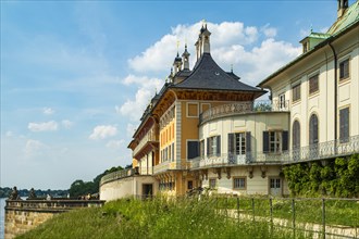Pillnitz Castle on the Elbe in Pillnitz, Dresden, Saxony, Germany, for editorial use only, Europe