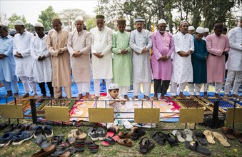 Muslims gather to perform Eid al-Fitr prayer at Eidgah in Guwahati, Assam, India on April 11, 2024.