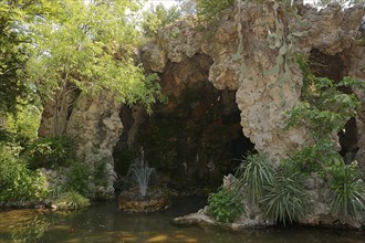 Cave and pond in Le Rocher des Doms park, Avignon, Vaucluse, Provence-Alpes-Cote d'Azur, South of