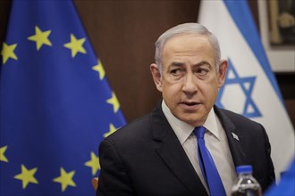 Benjamin Netanyahu, Prime Minister of the State of Israel, photographed during a conversation with