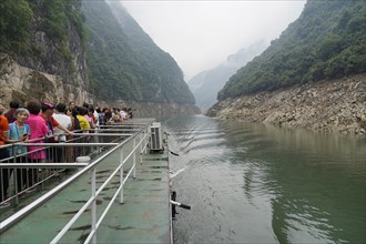 Cruise ship on the Yangtze River, Hubei Province, China, Asia, Group of tourists on board a ship