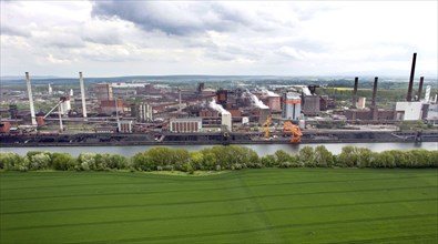 Aerial view of Salzgitter AG steelworks, 09.05.2015, Salzgitter, Lower Saxony, Germany, Europe