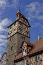Josenturm in der Gelbinger Gasse, half-timbered house, tower, Schwaebisch Hall, Kochertal, Kocher,