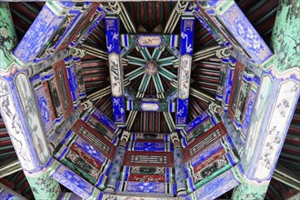 New Summer Palace, Beijing, China, Asia, View into the symmetrically designed ceiling construction