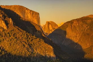 El Capitan, and Half Dome at sunset, Yosemite National Park, California, United States, USA,