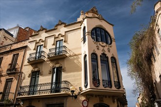 Art nouveau house in the old town of Sitges, Spain, Europe