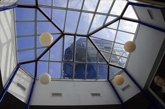 Sylt Airport, Sylt, North Frisian Island, Schleswig-Holstein, View of the sky through a glass roof