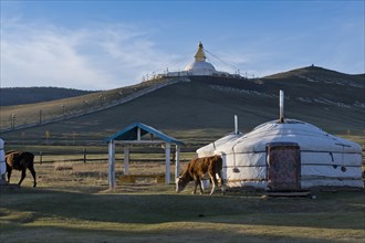 New stupa in the Buddhist monastery complex, Amarbayasgalant Monastery, Selenge Aimak, Selenge