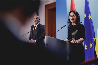 (R-L) Annalena Baerbock (Alliance 90/The Greens), Federal Foreign Minister, and Ayman Safadi,