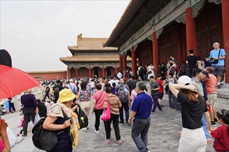 China, Beijing, Forbidden City, UNESCO World Heritage Site, Crowd in front of the impressive