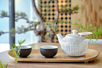 A modern reinterpretation of the classic Japanese tea ceremony in a minimalist setting that