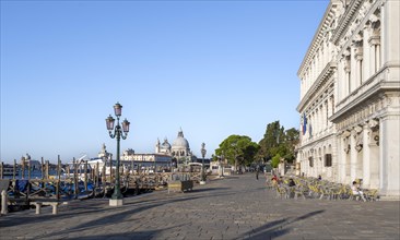 Waterfront promenade at Piazetta San Marco, behind Basilica di Santa Maria della Salute, Venice,