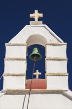 Greek Orthodox church bell tower, Mykonos Town, Mykonos Island, Greece, Europe