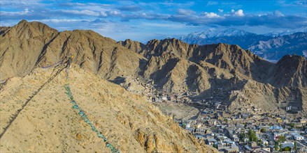 Panorama from Tsenmo Hill over Leh, Ladakh, Jammu and Kashmir, India, Asia