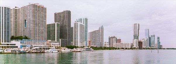 Edgewater Skyline from Venetian Causeway, Miami, Florida, USA, North America