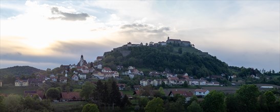 Evening sun over Riegersburg Castle, Riegersburg, Styrian volcanic region, Styria, Austria, Europe