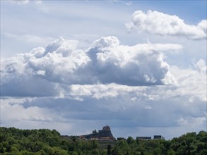 Cloudy mood over the Riegersburg, Riegersburg, Styrian volcanic region, Styria, Austria, Europe