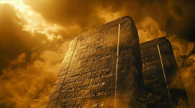God 10 commandments received by Moses, AI generated