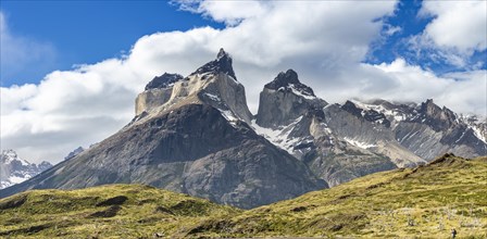 The Paine Mountain Range, Torres de Paine, Magallanes and Chilean Antarctica, Chile, South America