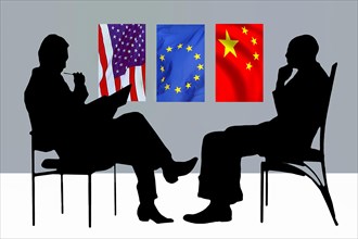 Symbolic image, meeting, meeting, multilateral negotiation, USA, EU European Union, China, economic