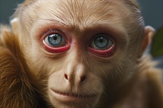 Imaginary monkey with human face and eyes, AI generated