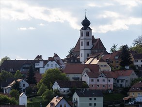 Church tower, Roman Catholic parish church of St Martin, Riegersburg, Styria, Austria, Europe